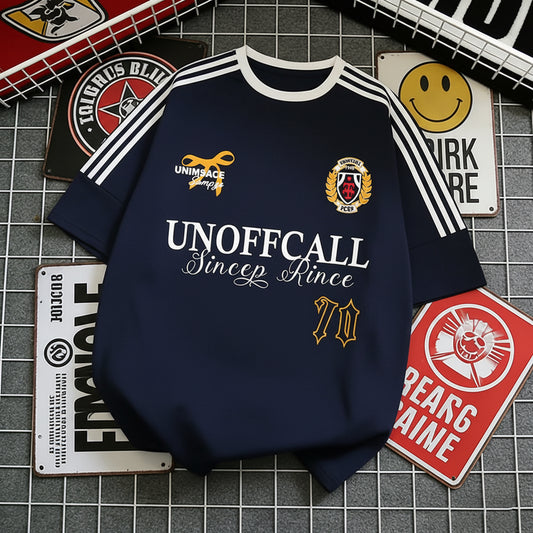 Streetwear Crest Graphic Short Sleeve Tee | Oversized Athletic Jersey Style Shirt