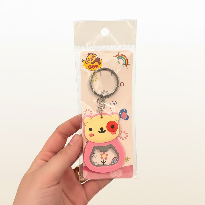 Magnetic bottle opener keychain