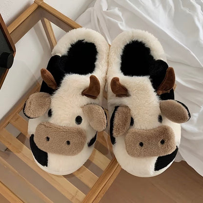 Kxh Official Store cow slipper featuring a cute animal design, soft fabric, and cozy fit for comfortable indoor wear.