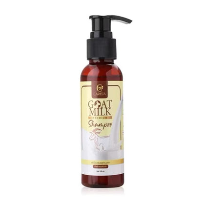 Kxh Official Carista Goat Milk Premium Shampoo bottle with white and gold packaging, designed for gentle hair cleansing.