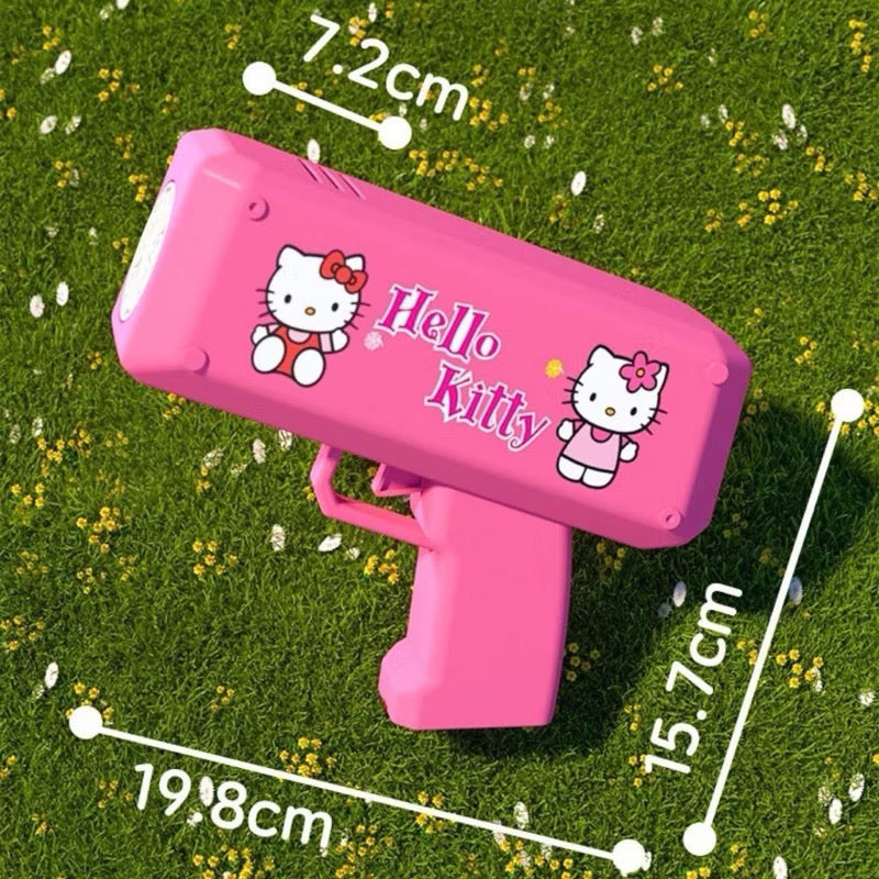 Hello Kitty bubble gun from Kxh Official Store, colorful plastic toy with Hello Kitty design and bubbles in action.
