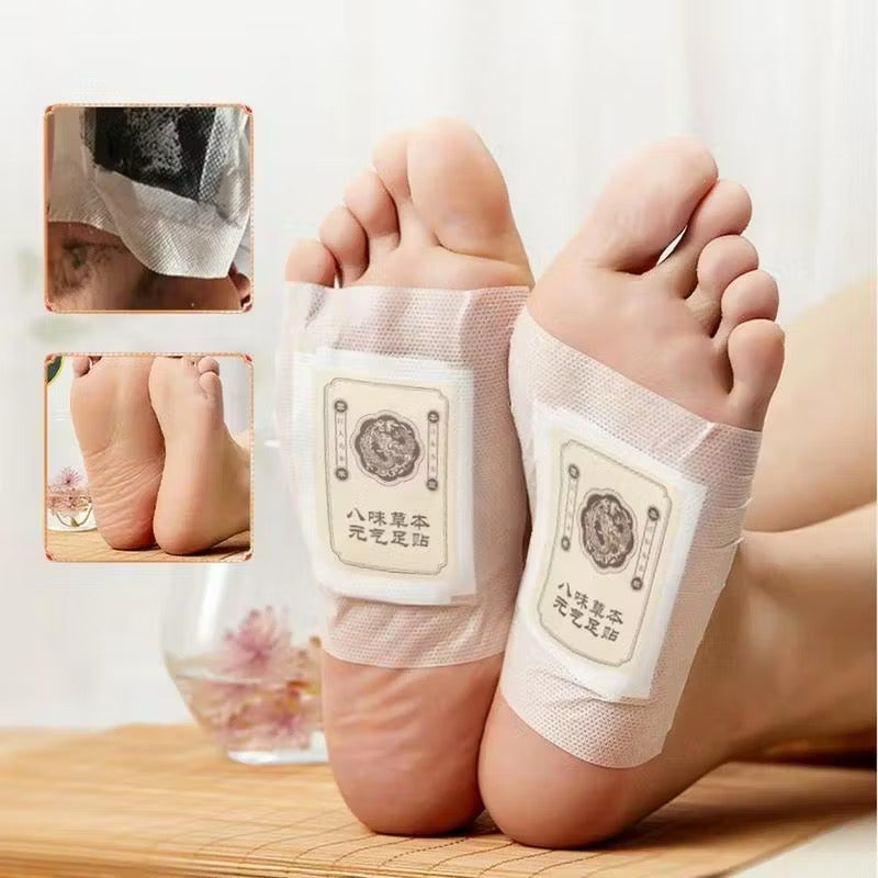 Herbal detox foot patches by Kxh Official Store showing adhesive patches with herbal ingredients for cleansing the feet.