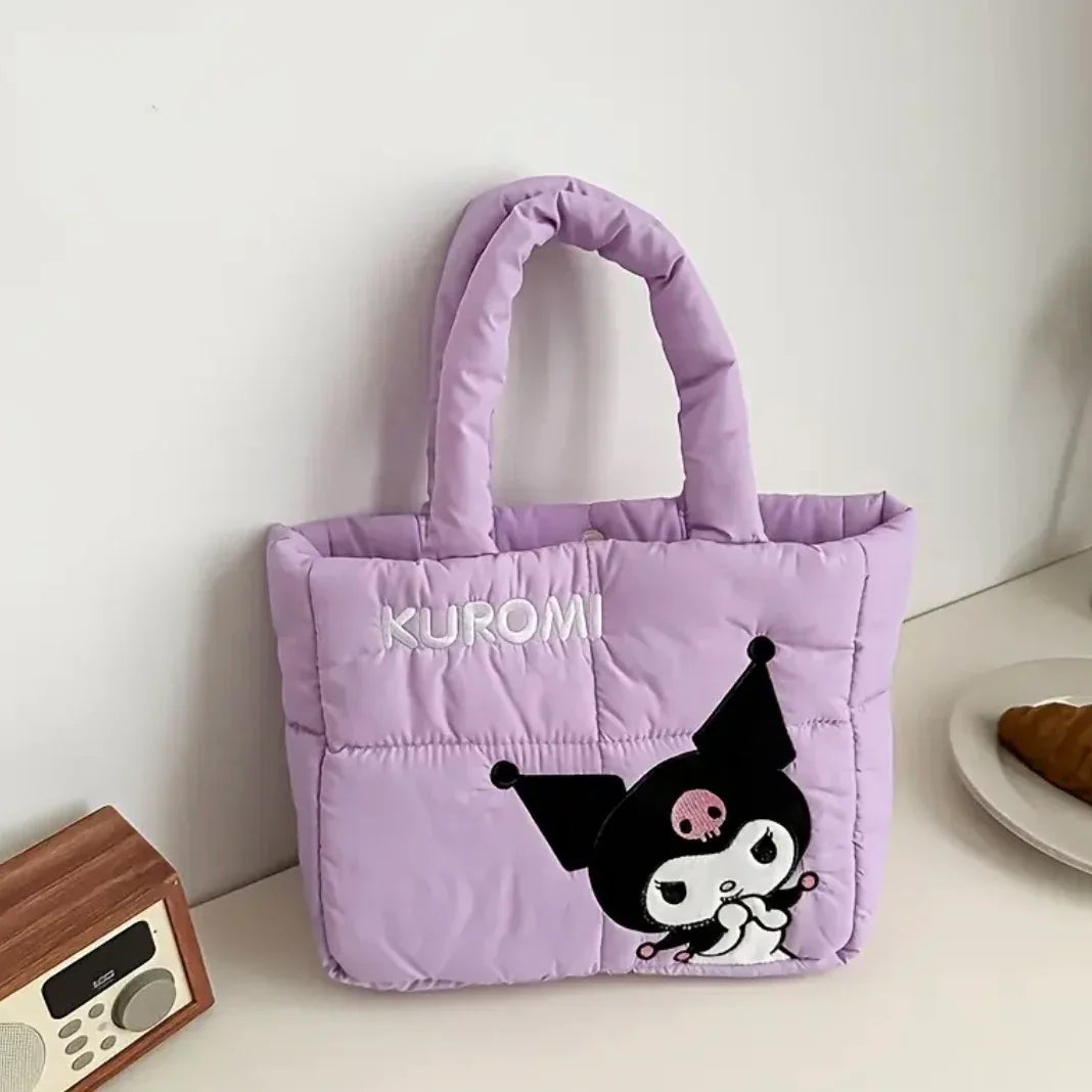 Kuromi Puffy Tote bag by Kxh Official Store with adorable puffy design and cartoon character print on durable fabric.