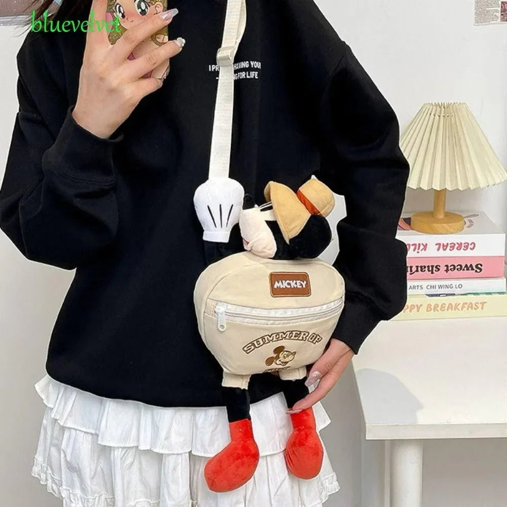 Yellow Mickey bag from Kxh Official Store featuring cartoon character design and adjustable shoulder strap.
