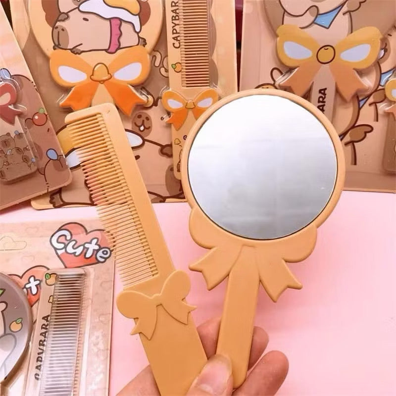 Capybara mirror and comb set by Kxh Official Store, featuring a cute capybara design for grooming and styling hair.