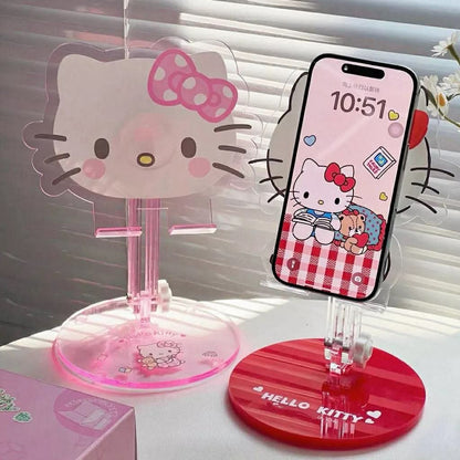 Hello Kitty Sanrio acrylic adjustable stand featuring colorful character design and clear display surface.