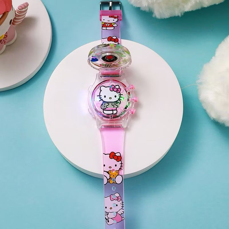 Hello Kitty Sanrio music and light watch by Kxh Official Store, featuring a colorful Hello Kitty design with musical and light functions.