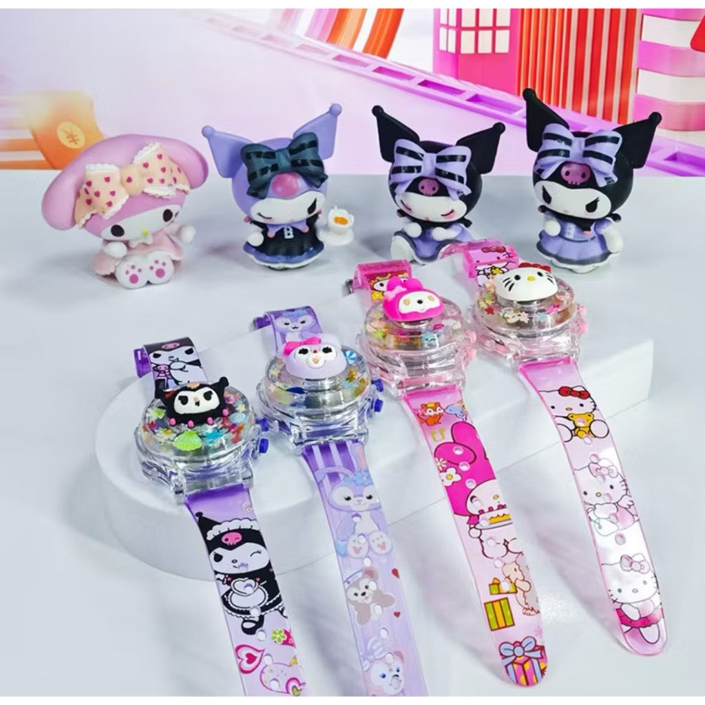 Hello Kitty Sanrio music and light watch by Kxh Official Store, featuring a colorful Hello Kitty design with musical and light functions.