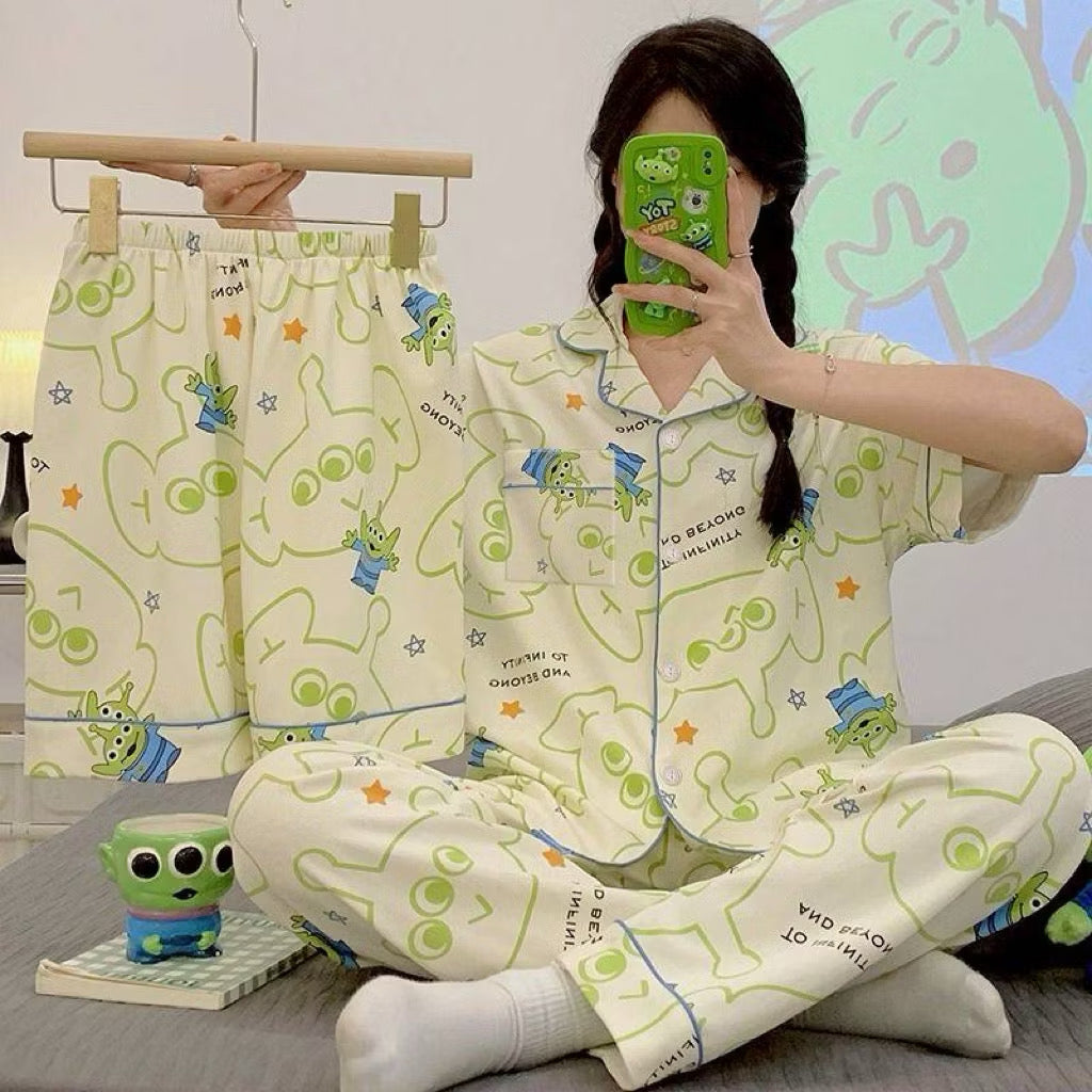 Sanrio pajama set with three pieces from Kxh Official Store, featuring colorful cartoon character designs and comfortable fabric