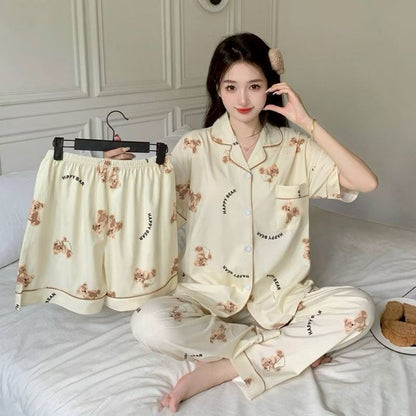 Sanrio pajama set by Kxh Official Store featuring three pieces with colorful character designs and soft fabric for comfortable sleepwear.