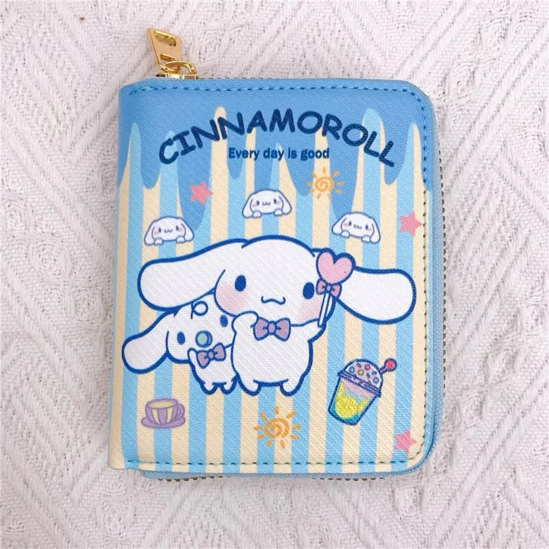 Sanrio wallet by Kxh Official Store showing colorful cartoon character design and multiple card slots.