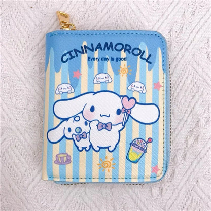 Sanrio wallet by Kxh Official Store showing colorful cartoon character design and multiple card slots.