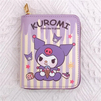 Sanrio wallet from Kxh Official Store featuring colorful character designs and multiple card slots on smooth fabric.