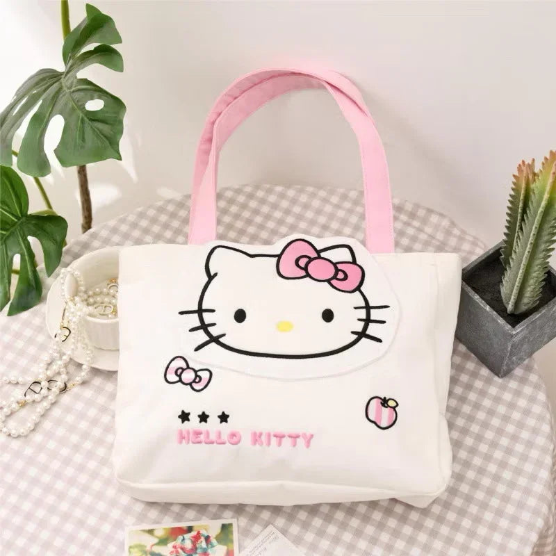 Sanrio Kuromi canvas tote bag featuring a colorful cartoon design, perfect for casual carry and everyday use.