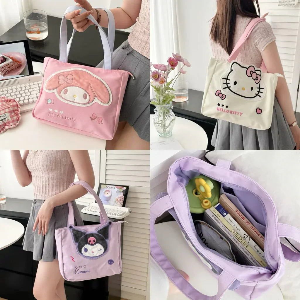 Sanrio Kuromi canvas tote bag by Kxh Official Store with colorful character print on durable fabric.