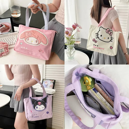 Sanrio Kuromi canvas tote bag by Kxh Official Store with colorful character print on durable fabric.