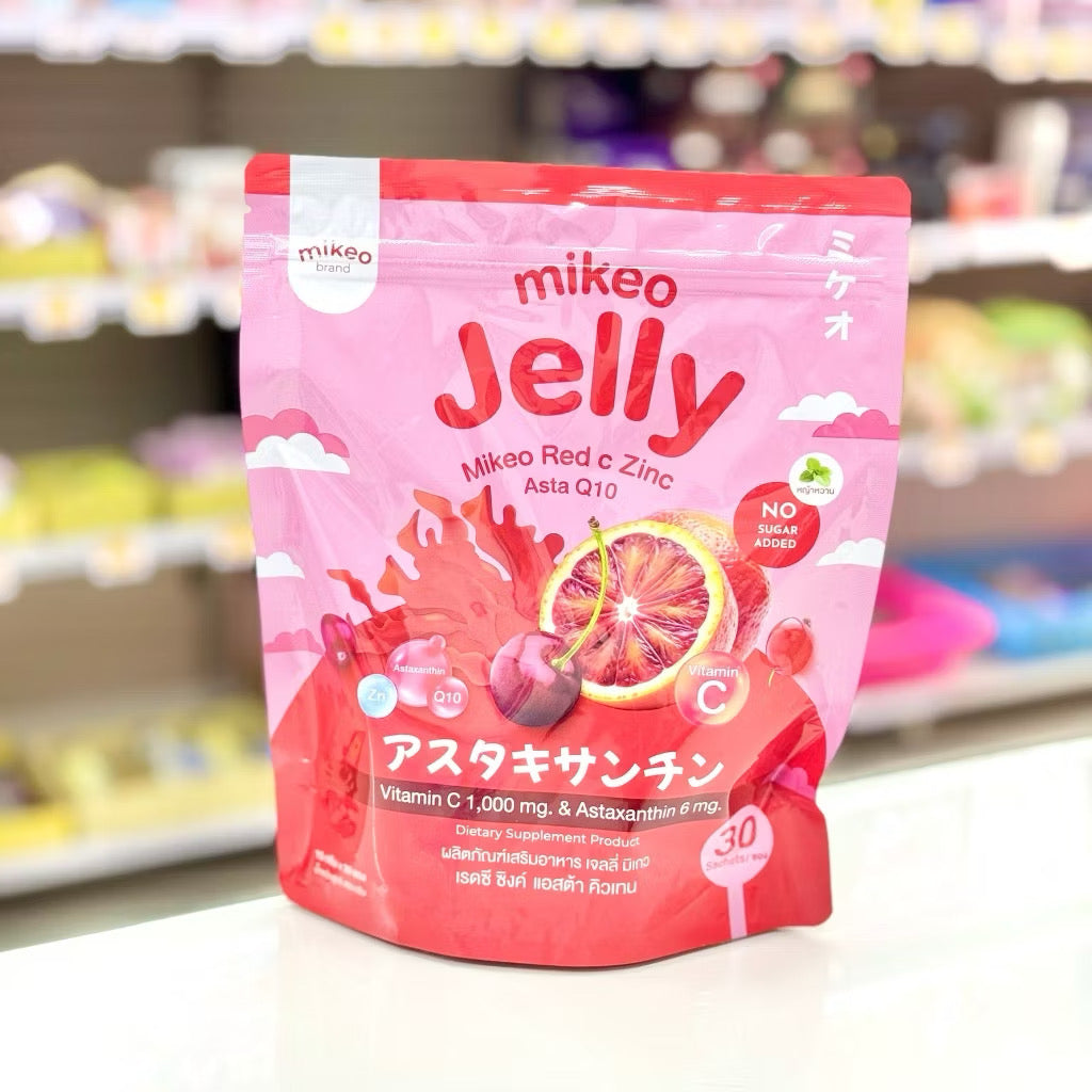 Kxh Official Store Jelly Mikeo 1pk with gluta and collagen, showing the colorful jelly packaging and product details.