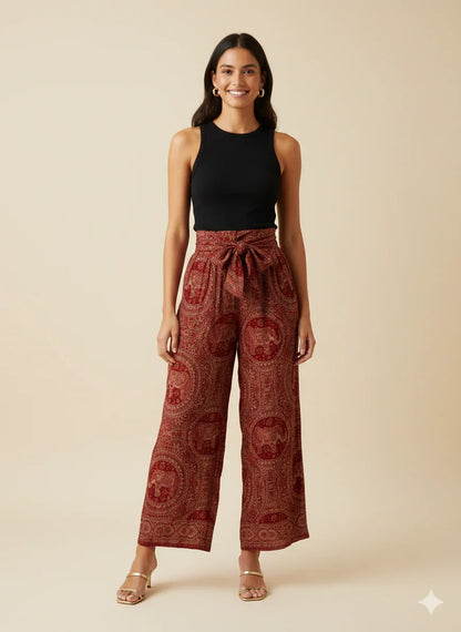 High-Waist Printed Pants.